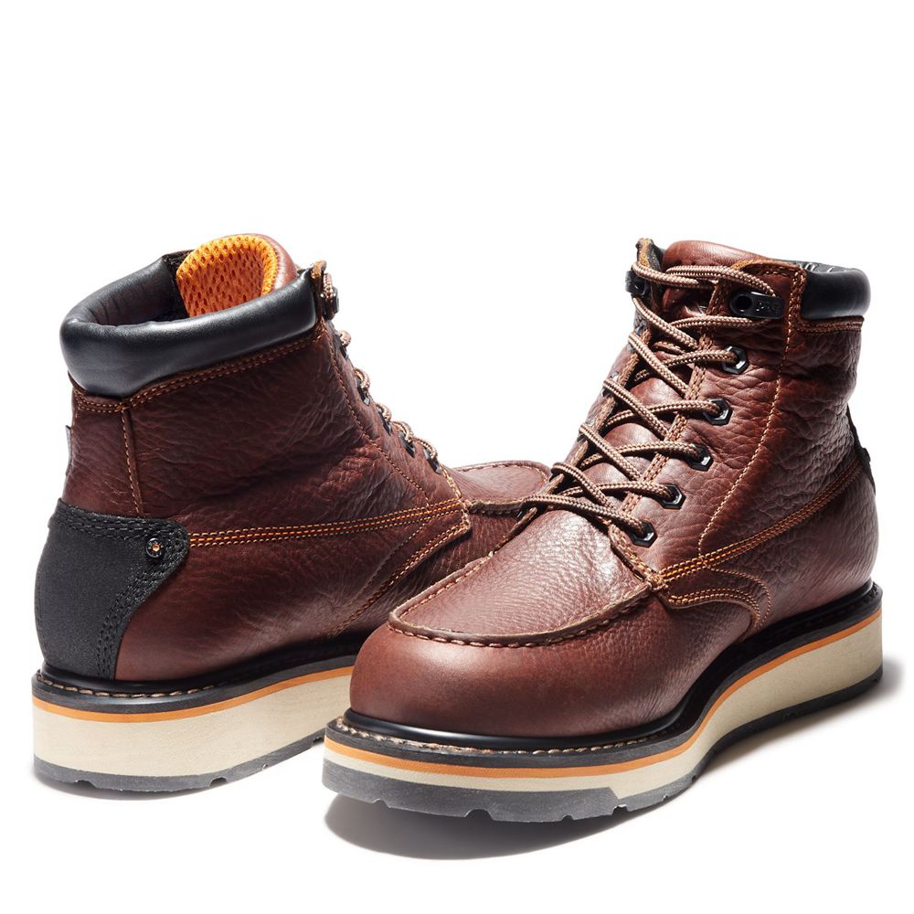 Timberland Μποτακια Εργασίας Ανδρικα Καφε/Μαυρα - Pro® Gridworks 6\" Soft Toe - Greece 5401873-WX